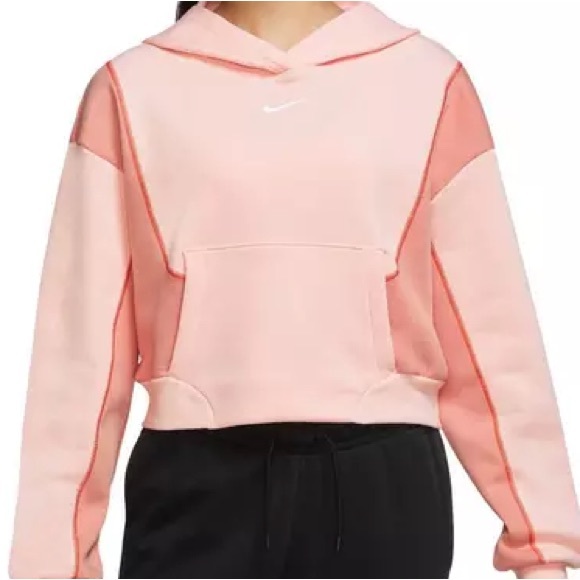 NIKE CROPPED FLEECE HOODIE IN Atmosphere/Light pink- size M BRAND NEW NEVER WORN - Picture 2 of 6